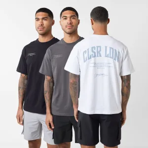 3-Pack Stacked Varsity T-Shirts | Black/Charcoal/White