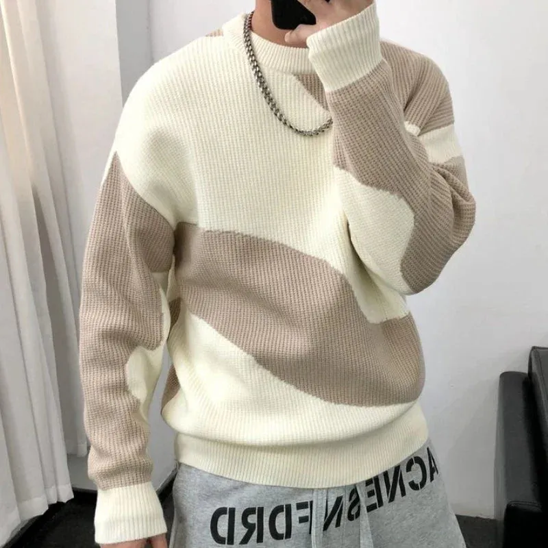 Aidase Round Collar Men's Clothing Striped Graphic Pullovers Knit Sweater Male Crewneck Korean Fashion Thick Winter Designer Luxury