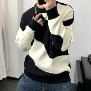 Aidase Round Collar Men's Clothing Striped Graphic Pullovers Knit Sweater Male Crewneck Korean Fashion Thick Winter Designer Luxury