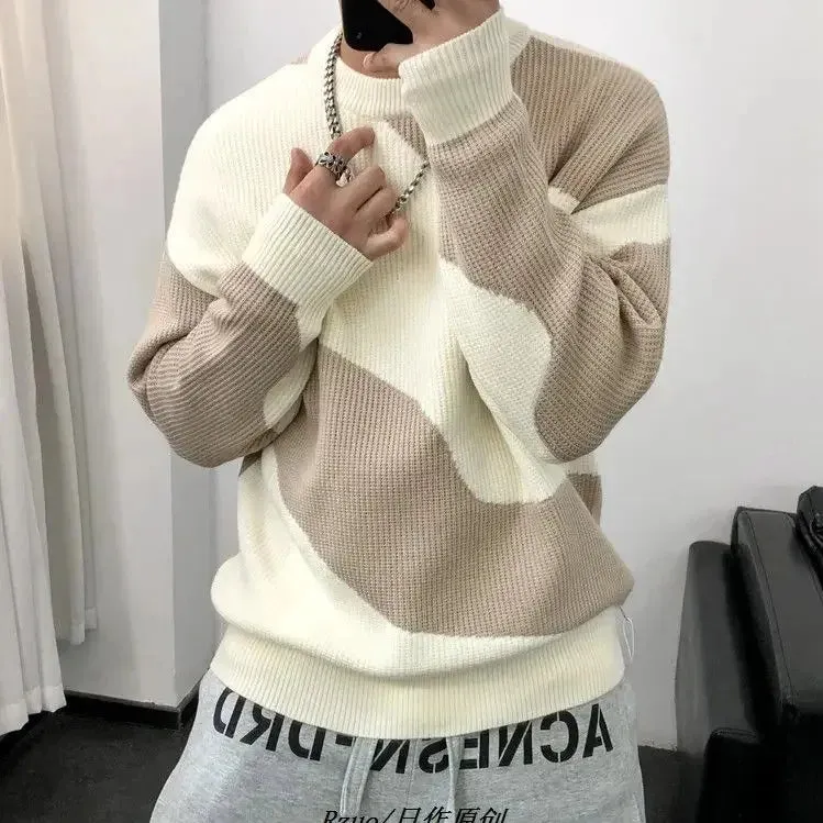 Aidase Round Collar Men's Clothing Striped Graphic Pullovers Knit Sweater Male Crewneck Korean Fashion Thick Winter Designer Luxury