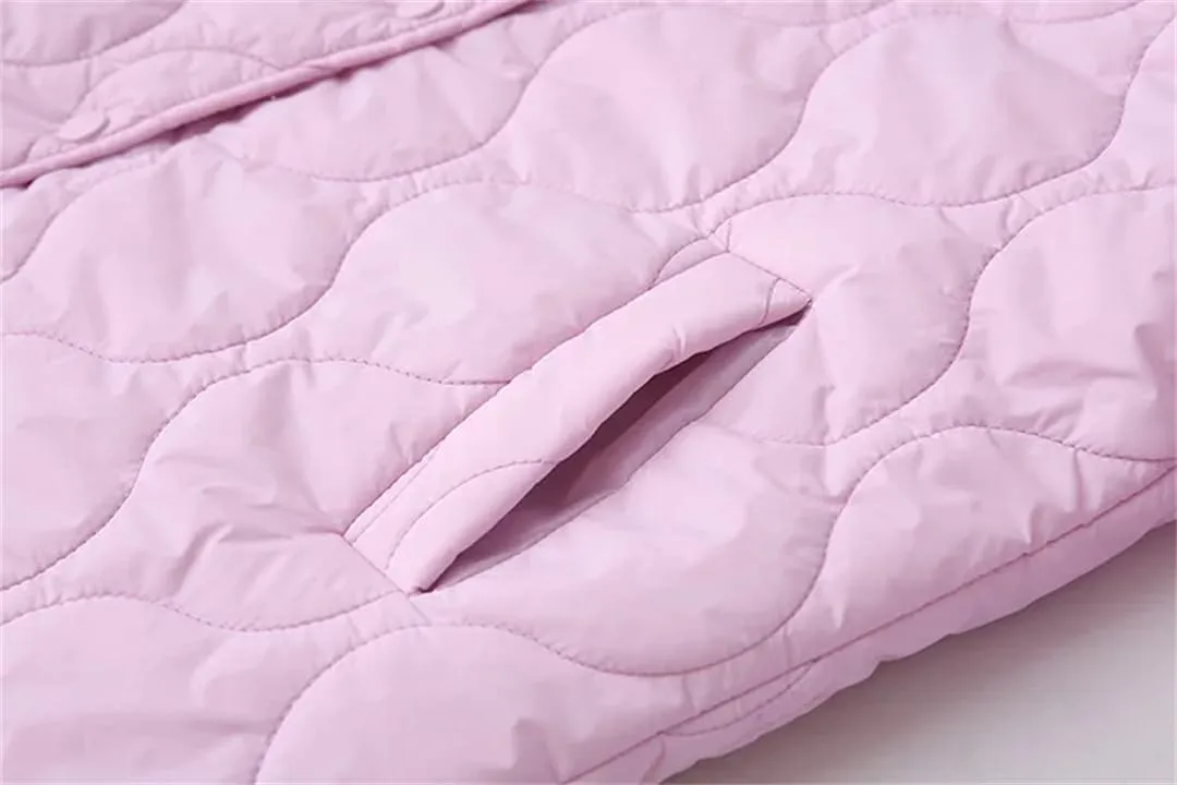 Alloaone Women Parka Autumn/Winter Loose Thin Baseball Collar Cotton-Padded Coat