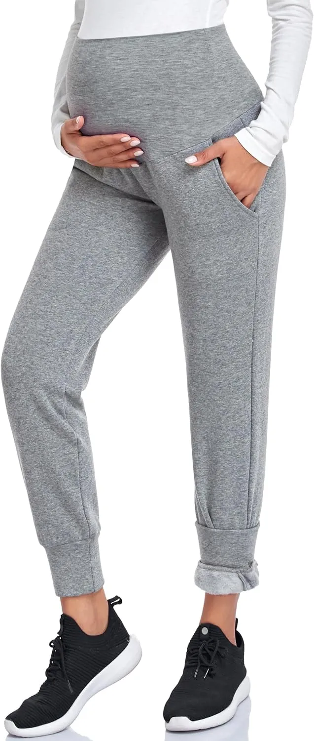 AMPOSH Women's Maternity Pants Stretchy Lounge Workout Pants Casual Loose Comfy Pregnancy Joggers with Pockets
