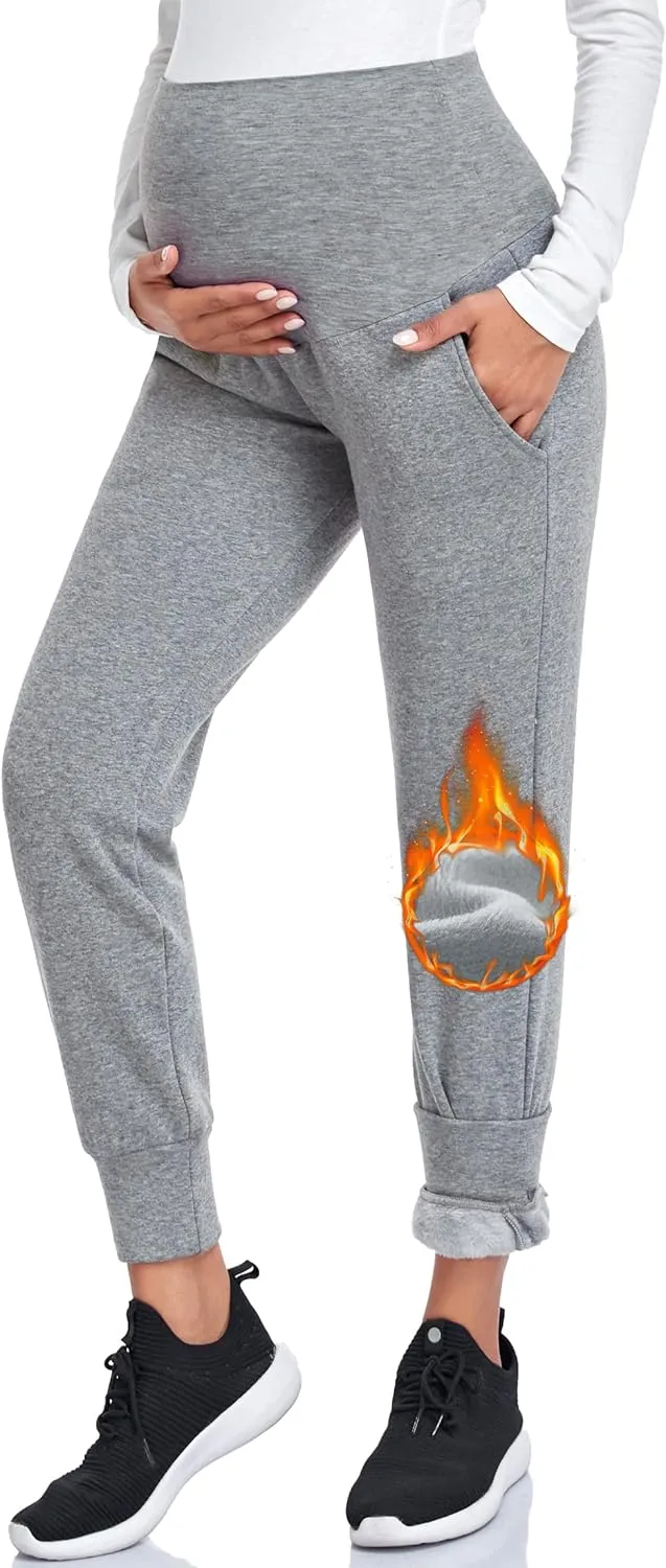 AMPOSH Women's Maternity Pants Stretchy Lounge Workout Pants Casual Loose Comfy Pregnancy Joggers with Pockets
