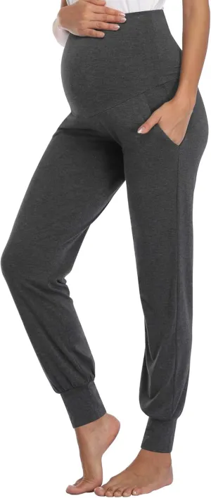 AMPOSH Women's Maternity Pants Stretchy Lounge Workout Pants Casual Loose Comfy Pregnancy Joggers with Pockets