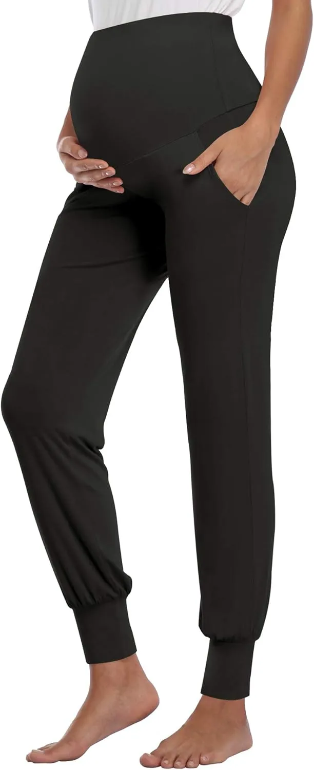 AMPOSH Women's Maternity Pants Stretchy Lounge Workout Pants Casual Loose Comfy Pregnancy Joggers with Pockets