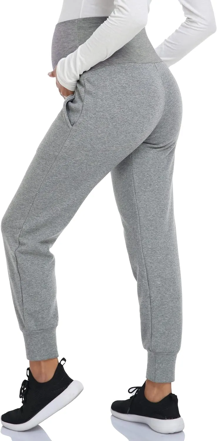 AMPOSH Women's Maternity Pants Stretchy Lounge Workout Pants Casual Loose Comfy Pregnancy Joggers with Pockets
