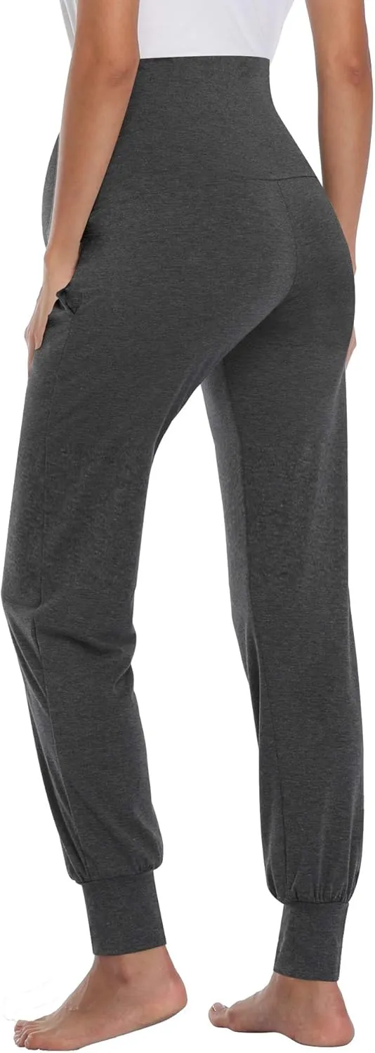 AMPOSH Women's Maternity Pants Stretchy Lounge Workout Pants Casual Loose Comfy Pregnancy Joggers with Pockets