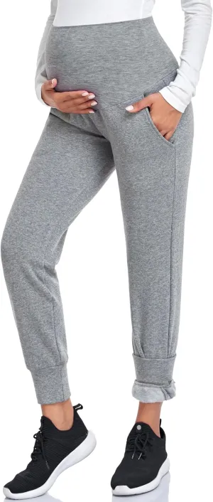 AMPOSH Women's Maternity Pants Stretchy Lounge Workout Pants Casual Loose Comfy Pregnancy Joggers with Pockets