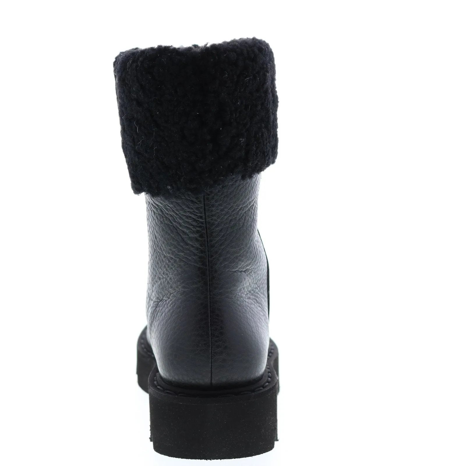Aquatalia Heidy Tum Calf Shearling 34L3695-BBK Womens Black Leather Zipper Casual Dress Boots