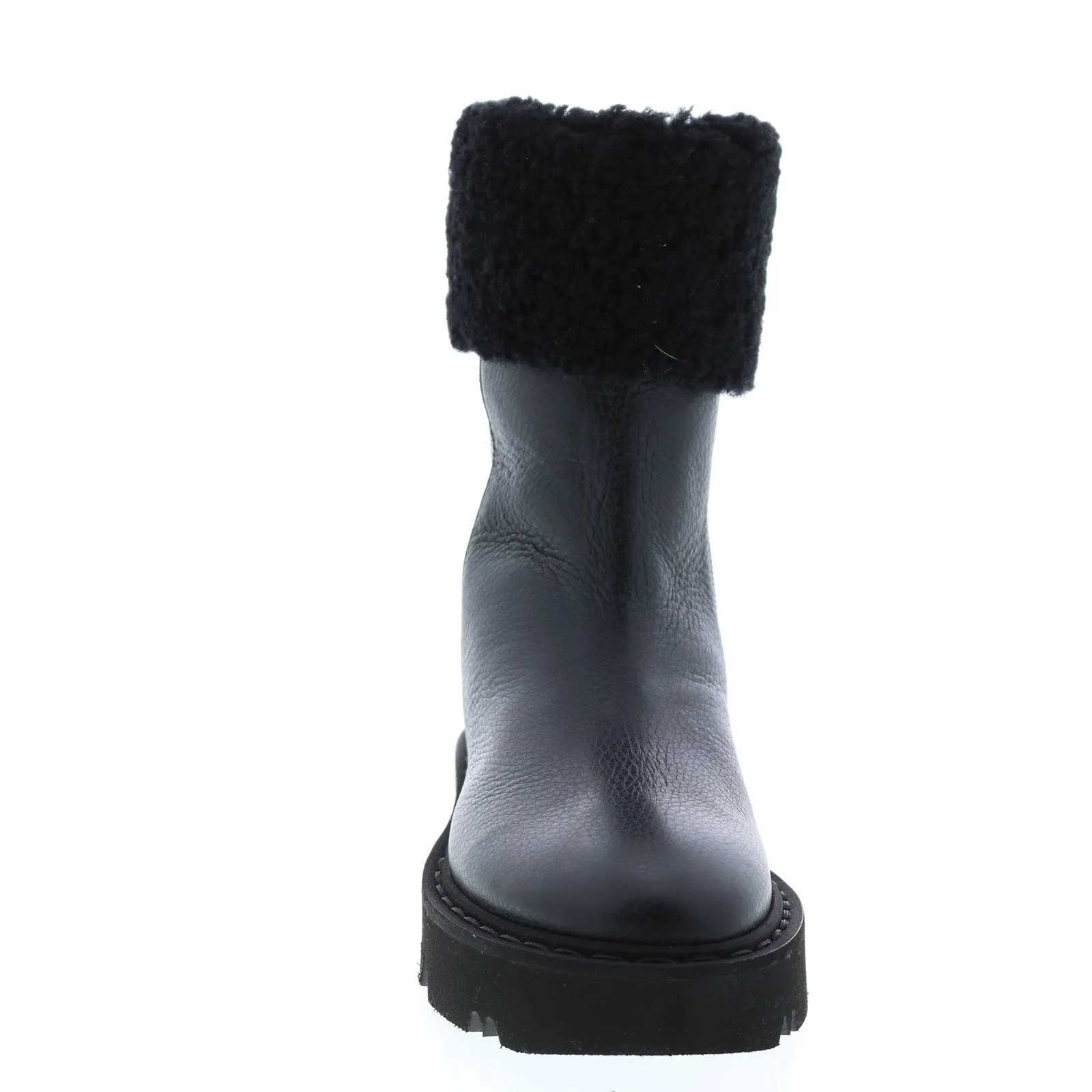 Aquatalia Heidy Tum Calf Shearling 34L3695-BBK Womens Black Leather Zipper Casual Dress Boots