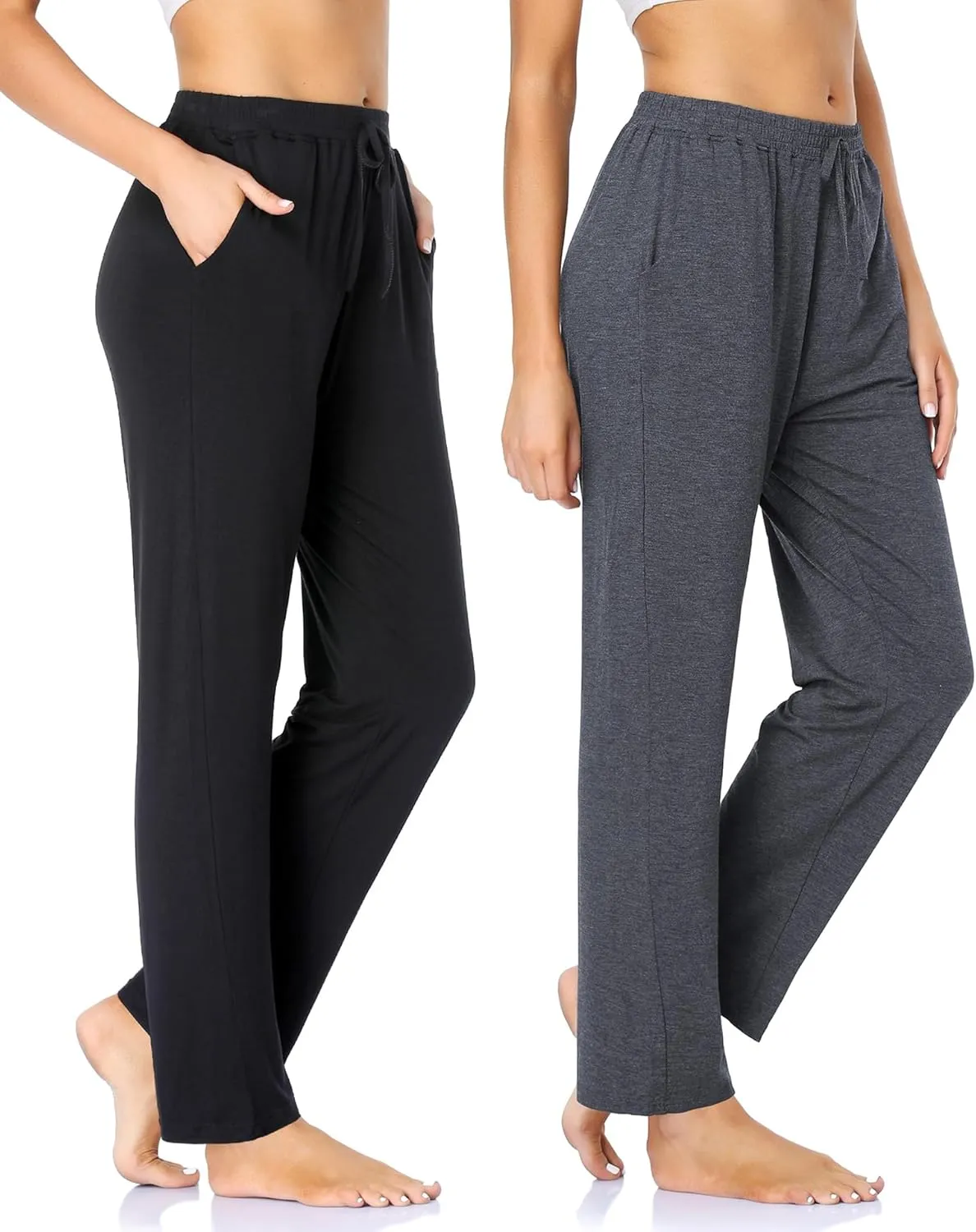 ASIMOON Womens Yoga Sweatpants with Pockets Comfy Stretch Wide Leg Casual Lounge Workout Pants for Ladies