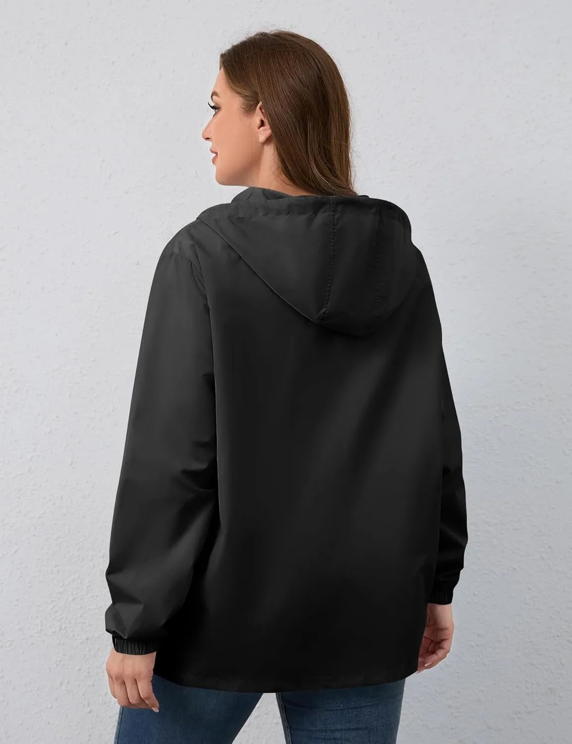 Avoogue Plus Size Womens Rain Jacket with Hood,Packable,Lightweight,Windbreaker,Waterproof Thin Jackets,Hiking,Travel