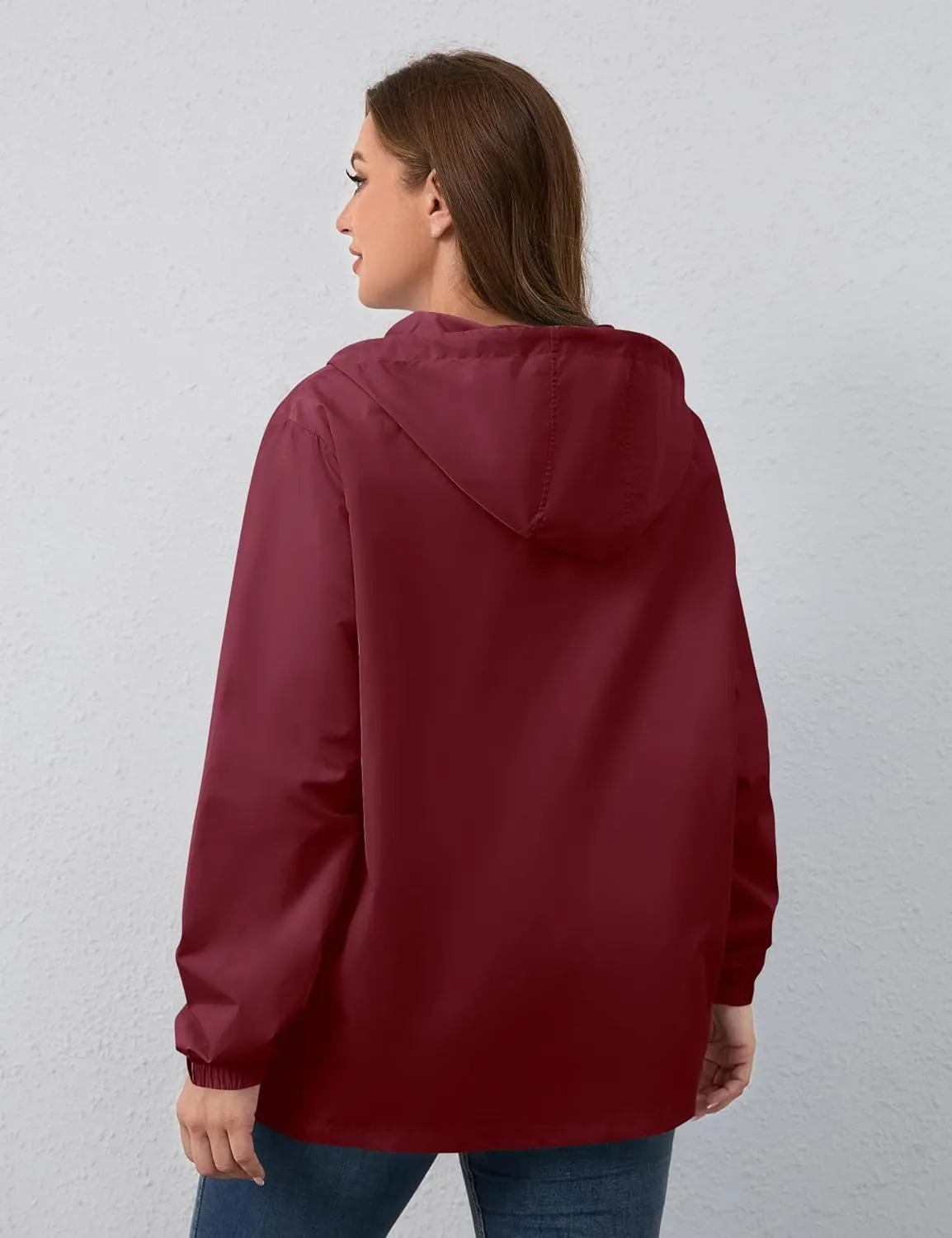 Avoogue Plus Size Womens Rain Jacket with Hood,Packable,Lightweight,Windbreaker,Waterproof Thin Jackets,Hiking,Travel