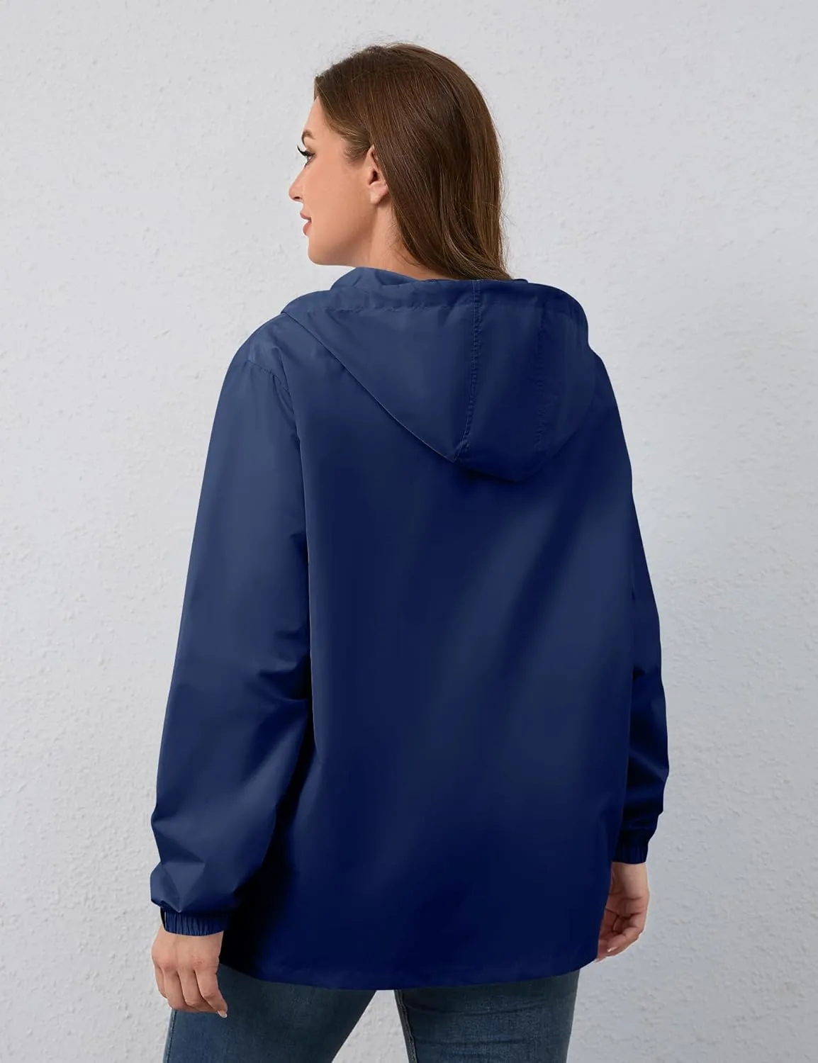 Avoogue Plus Size Womens Rain Jacket with Hood,Packable,Lightweight,Windbreaker,Waterproof Thin Jackets,Hiking,Travel