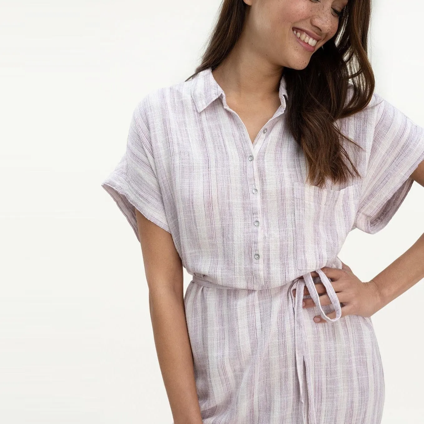 Blanche Shirt Dress (Orchid Stripe)