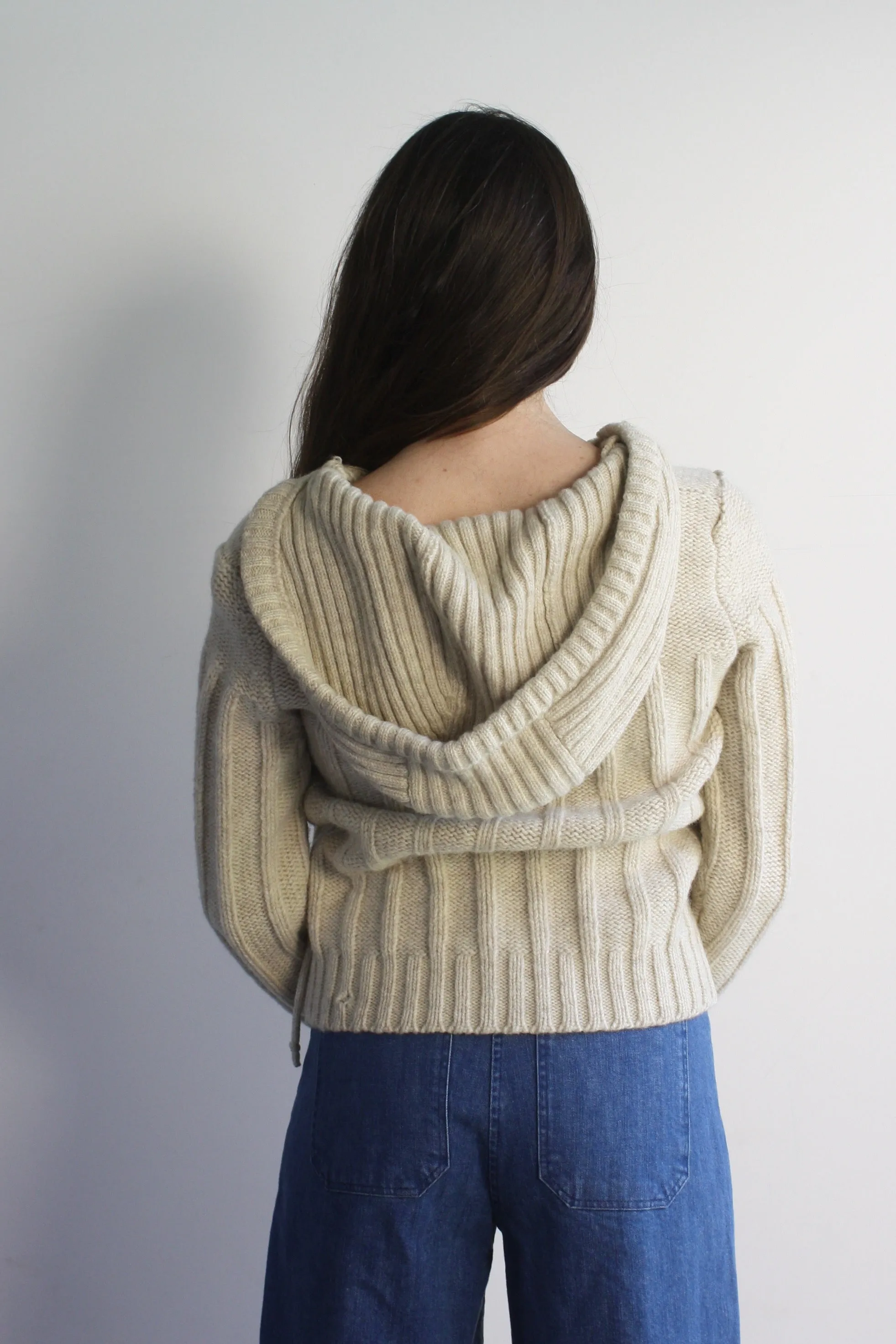 Cable Hooded Zip Sweater