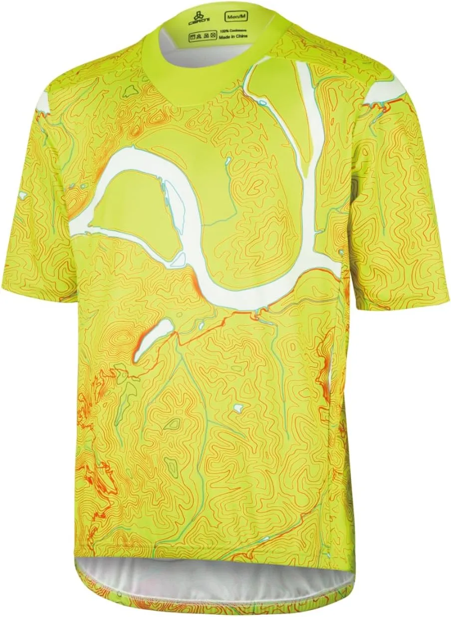 CEROTIPOLAR Men's Loose Fit Cycling Jersey Bike Shirts 3 Rear Pockets Wicking, Breathable, Fast Dry