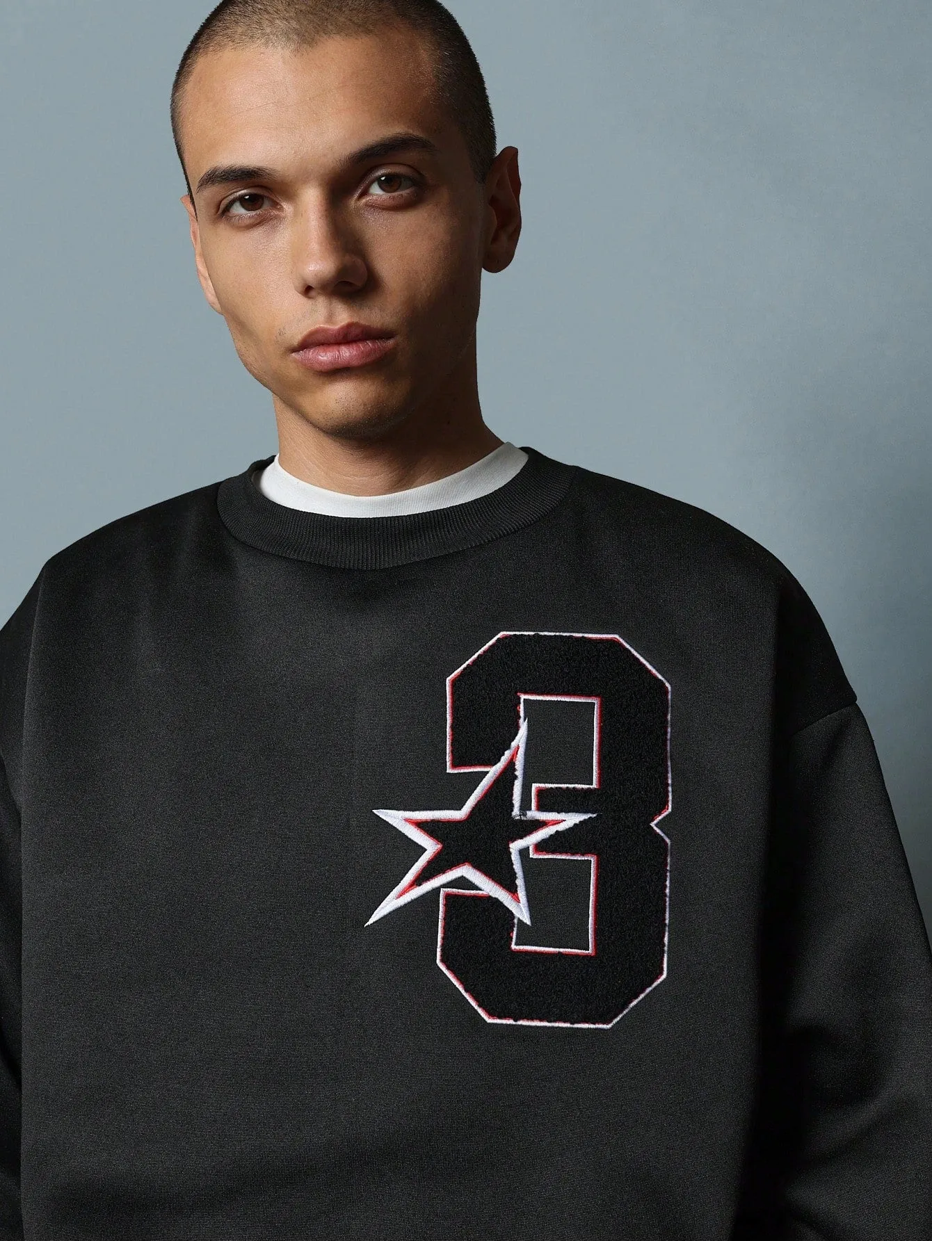 Crop Fit Crew Neck Sweatshirts With Embroidered Applique