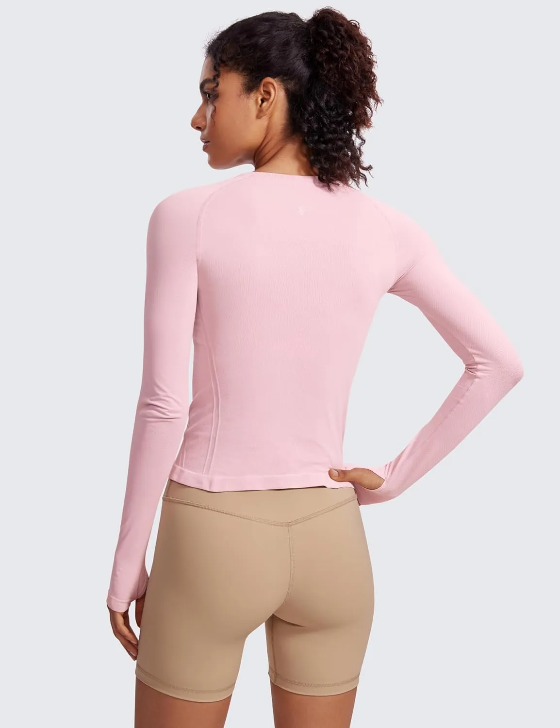 CRZ YOGA Womens Seamless Workout Long Sleeve Shirts Quick Dry Gym Athletic Tops Breathable Running Yoga T-Shirts