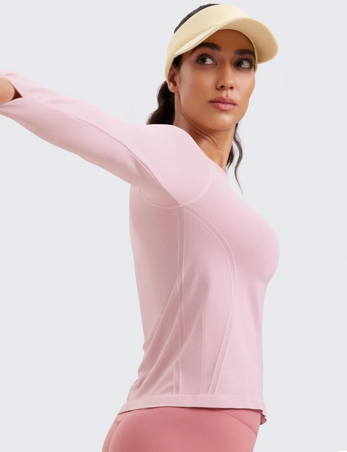 CRZ YOGA Womens Seamless Workout Long Sleeve Shirts Quick Dry Gym Athletic Tops Breathable Running Yoga T-Shirts