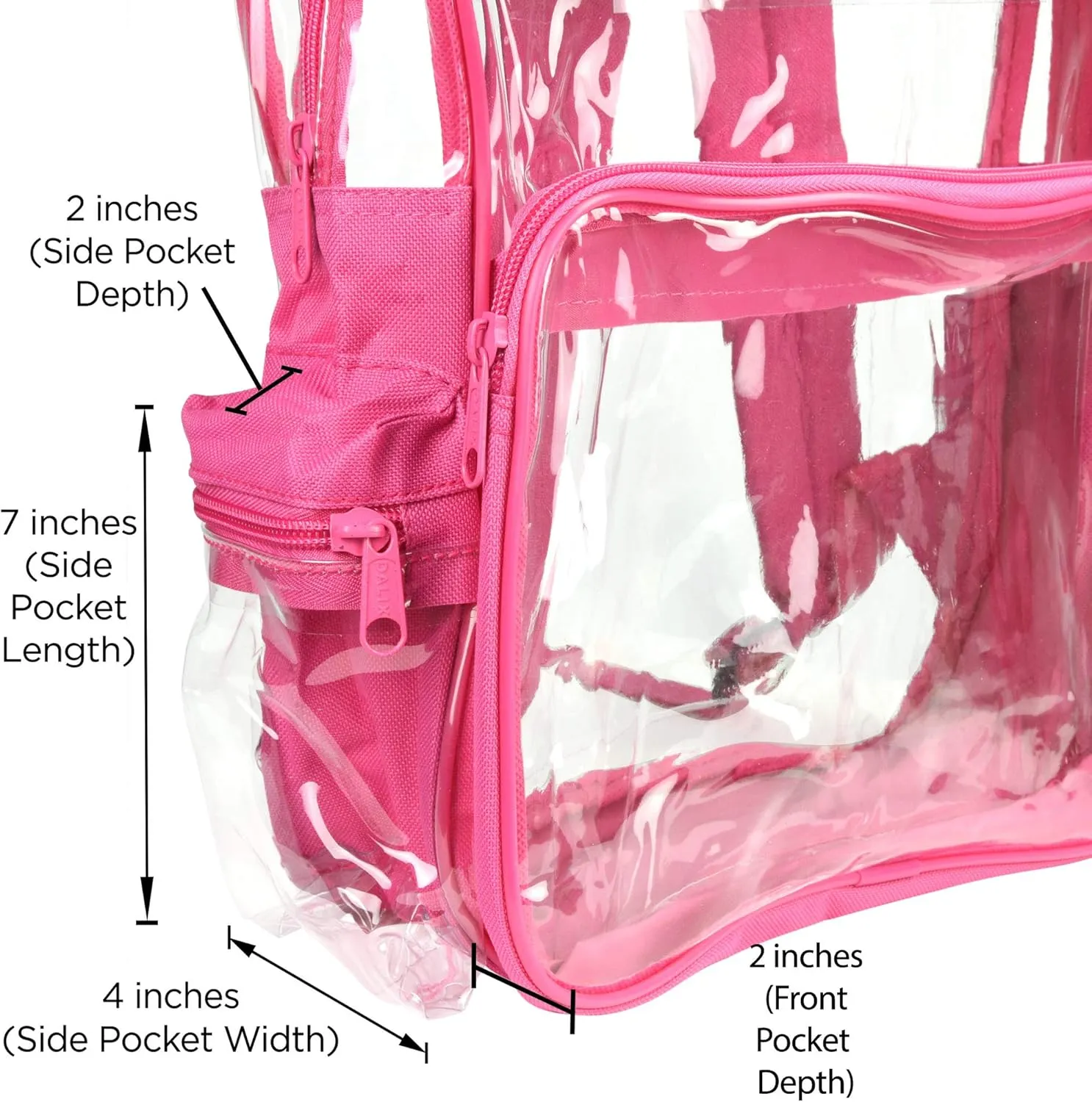 DALIX Clear Backpack Bags Smooth Plastic (Hot Pink)