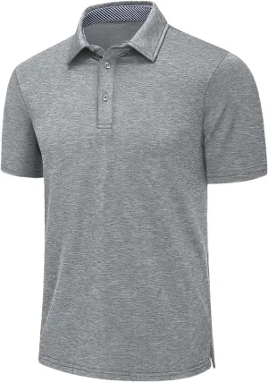 Dcvmvmn Mens Summer T-Shirts Casual Short Sleeve Polo Shirts Buttons Down Quick Dry Breathable Golf Pullover Silver