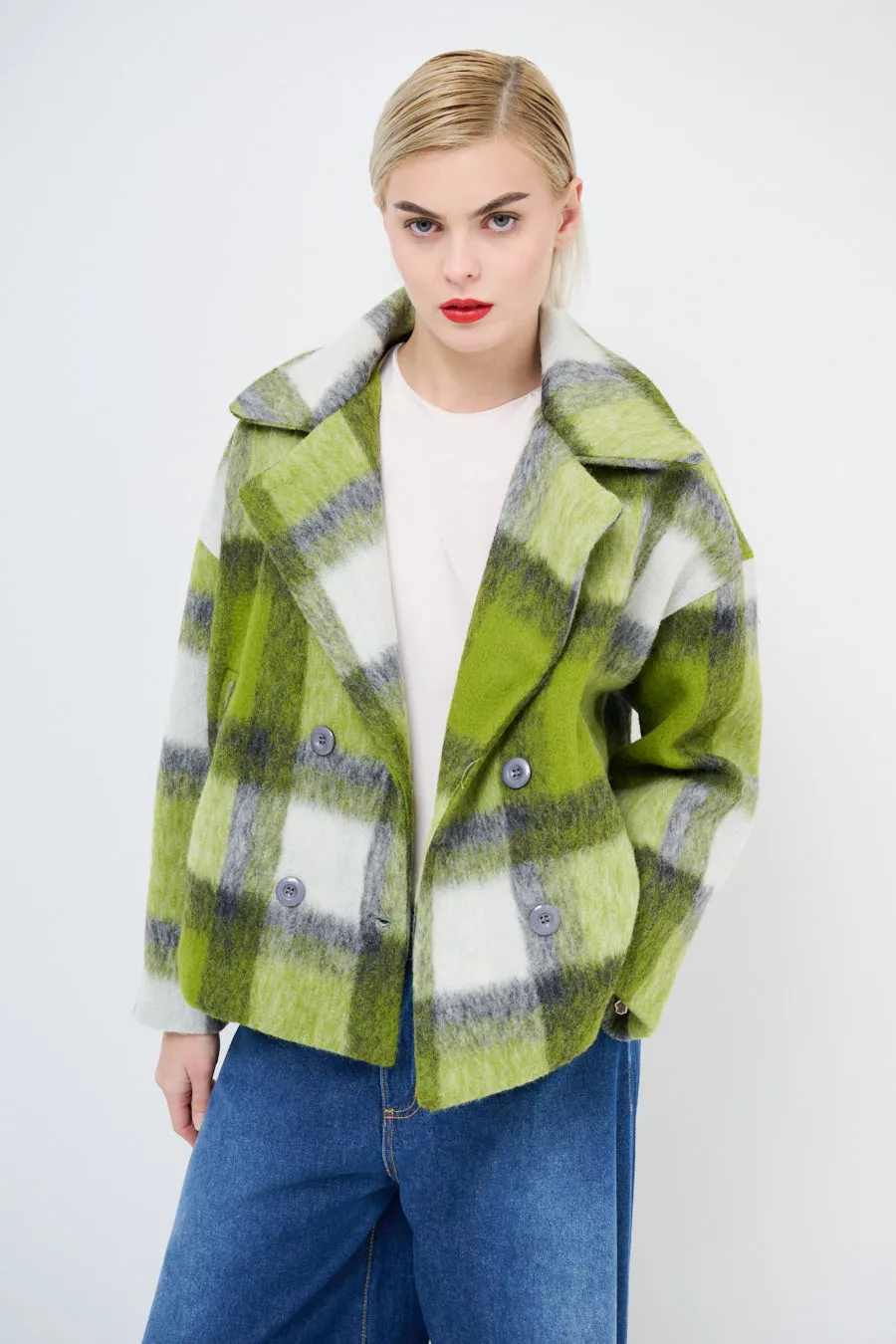 Double-breasted plaid jacket wholesale