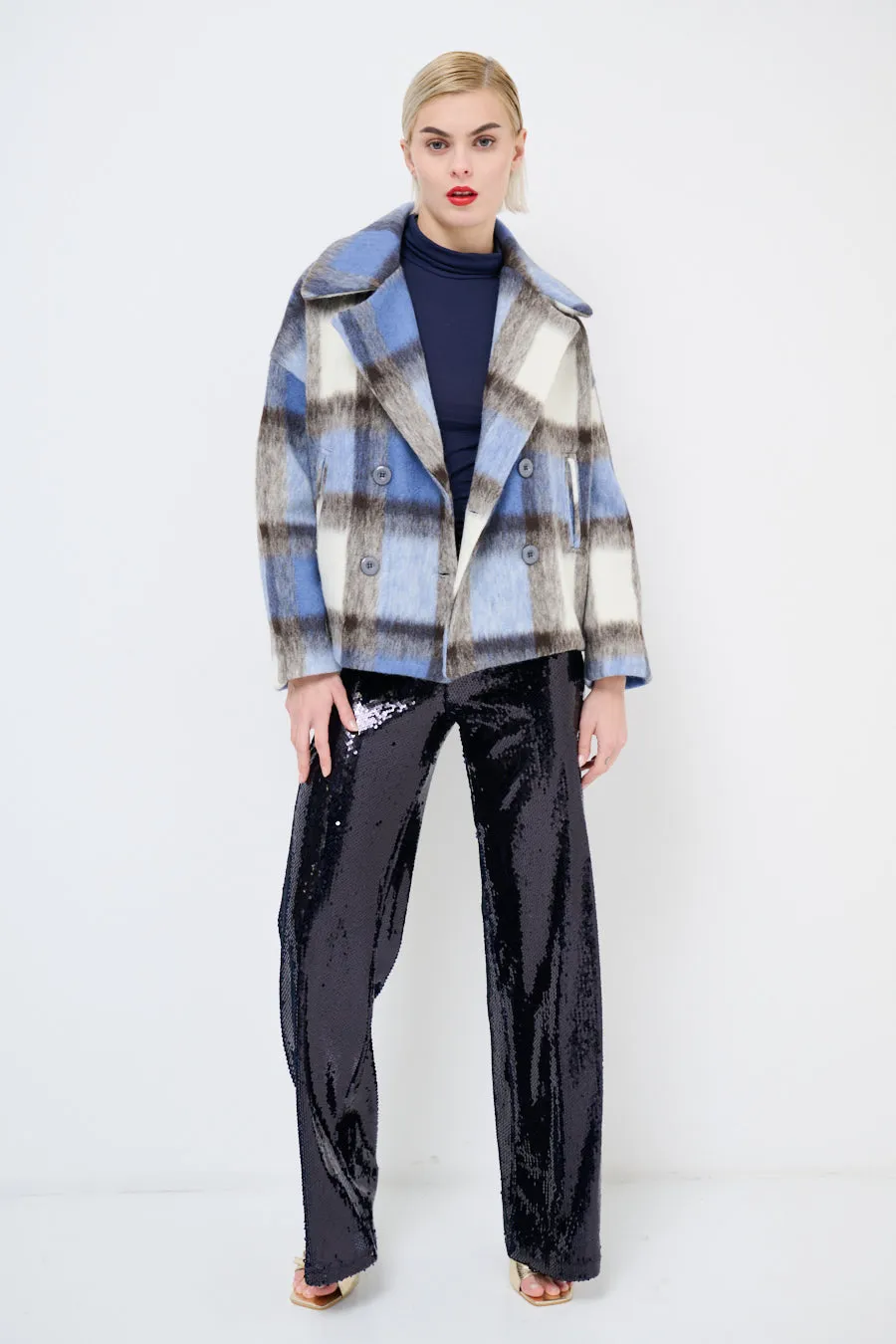 Double-breasted plaid jacket wholesale