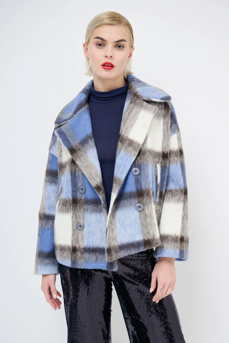 Double-breasted plaid jacket wholesale