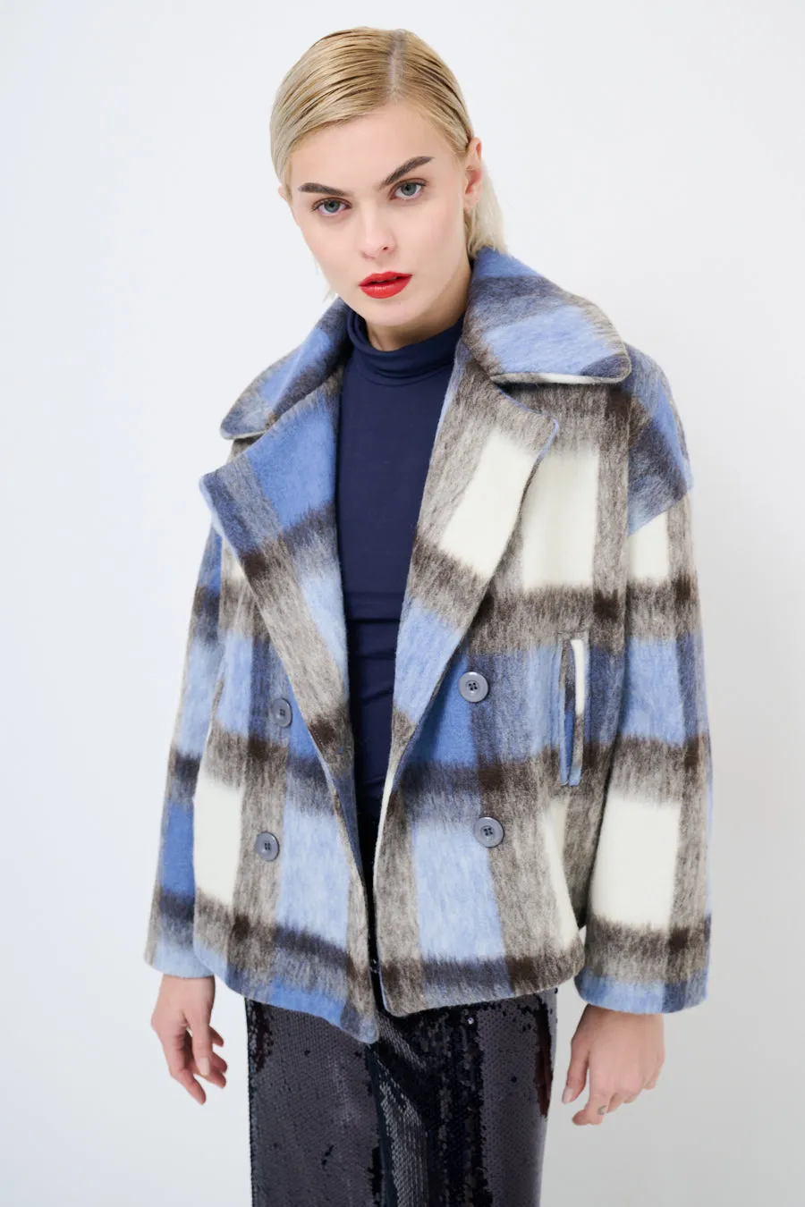 Double-breasted plaid jacket wholesale