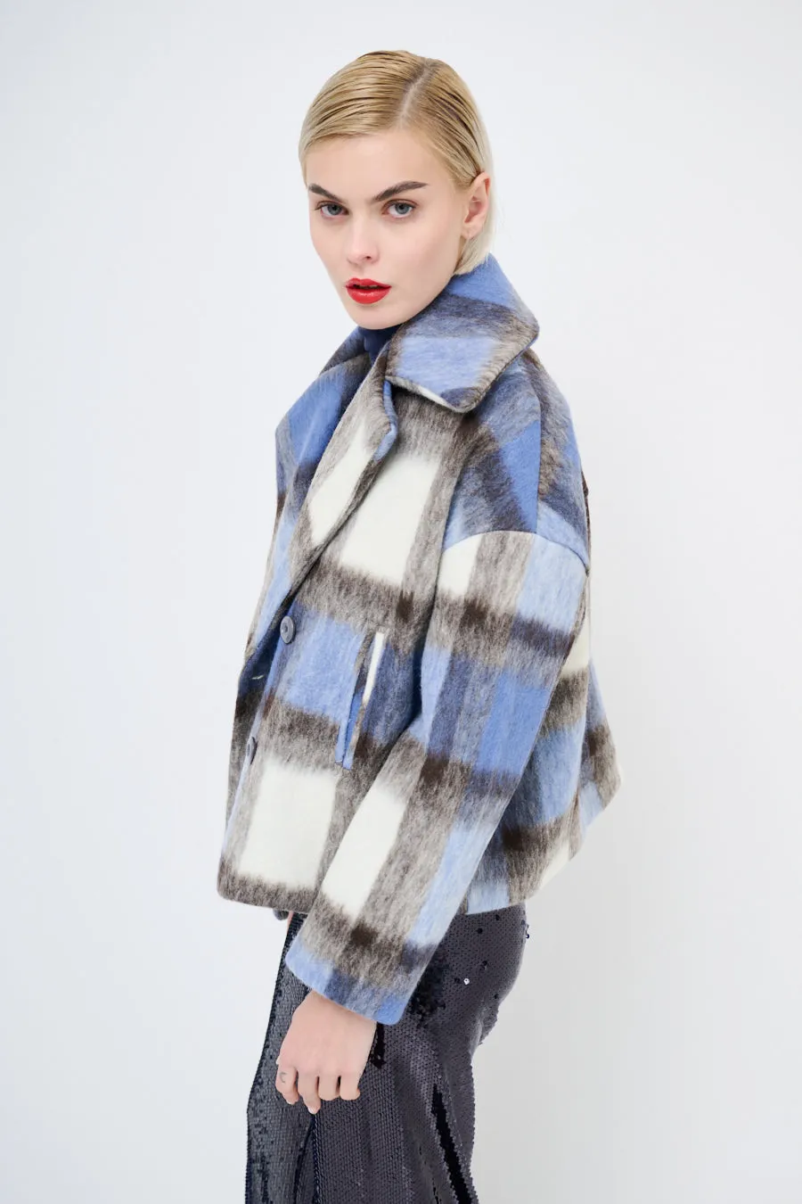 Double-breasted plaid jacket wholesale