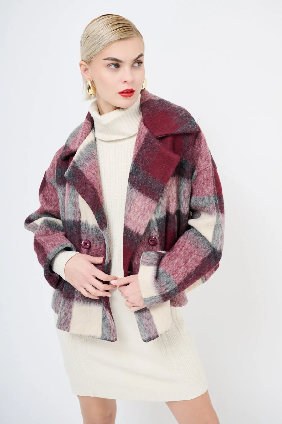 Double-breasted plaid jacket wholesale