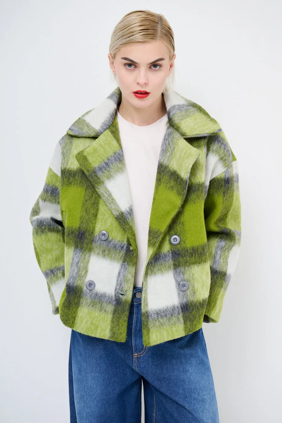 Double-breasted plaid jacket wholesale
