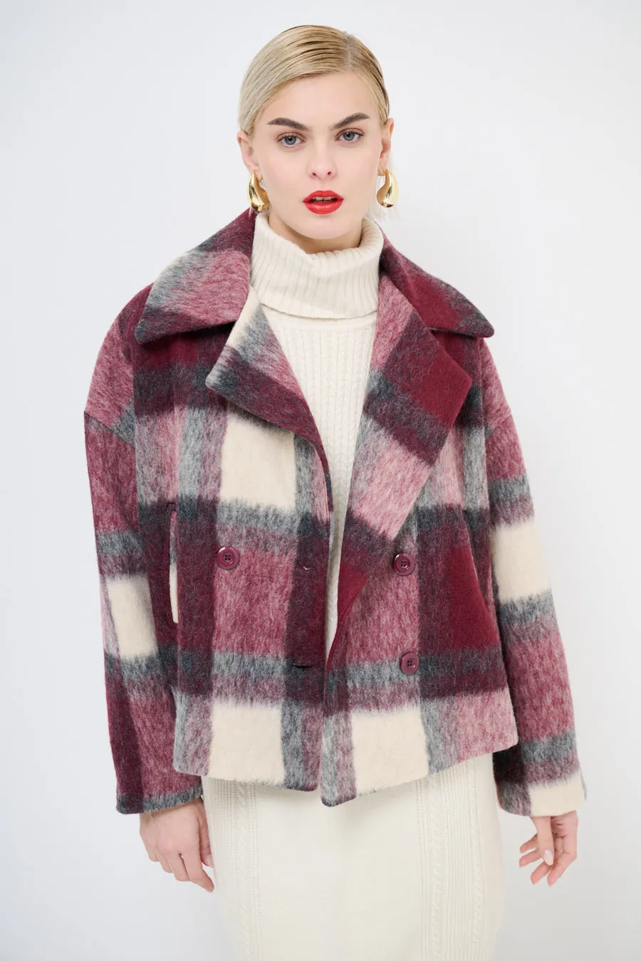 Double-breasted plaid jacket wholesale