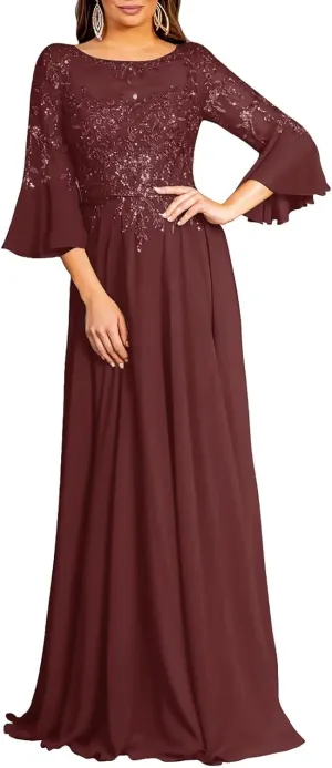 Elegant Scoop Neckline Mother of The Bride Dresses for Women Formal Evening Party Long Gown