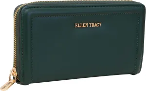 ELLEN TRACY Smooth Bombay Zip Around Wallet (Emerald)
