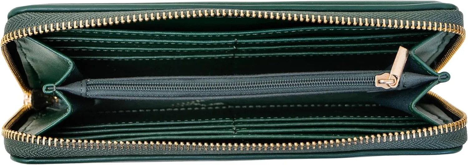 ELLEN TRACY Smooth Bombay Zip Around Wallet (Emerald)