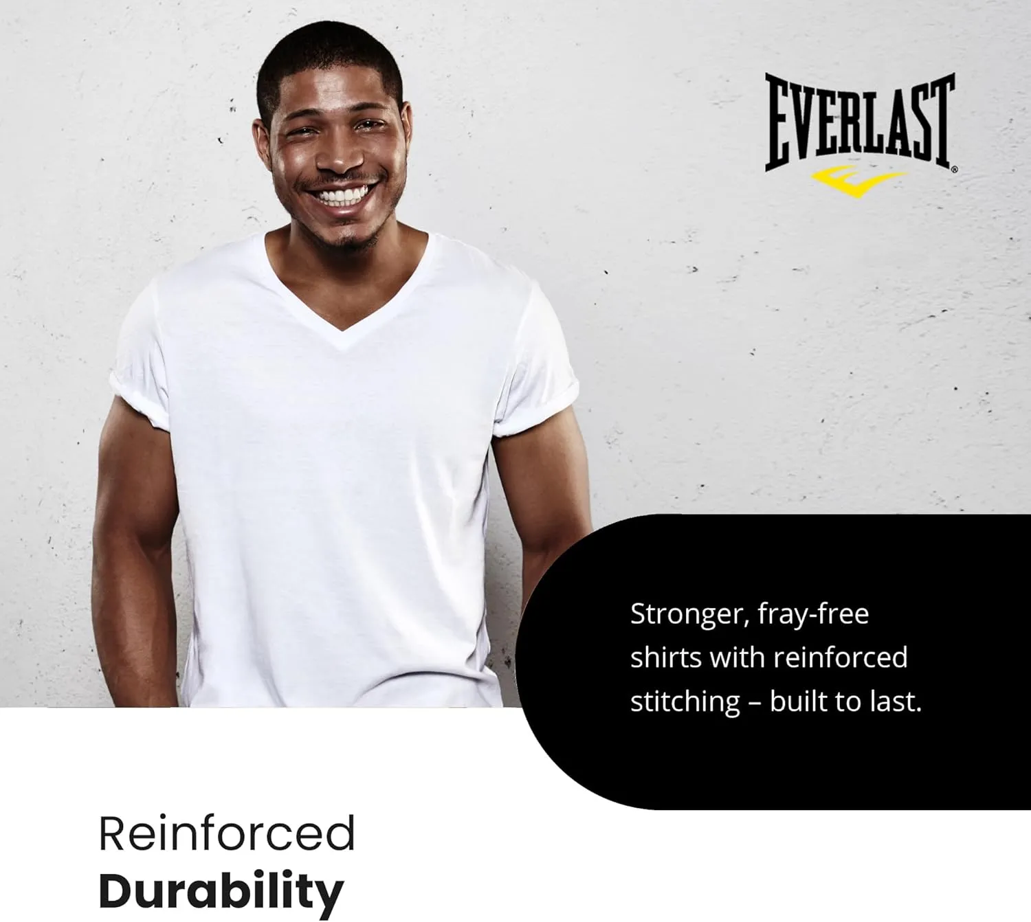 Everlast 6-Pack Men's Essential V-Neck Undershirts  Breathable, Tagless, Cotton Mens T Shirt  T Shirts for Men Pack