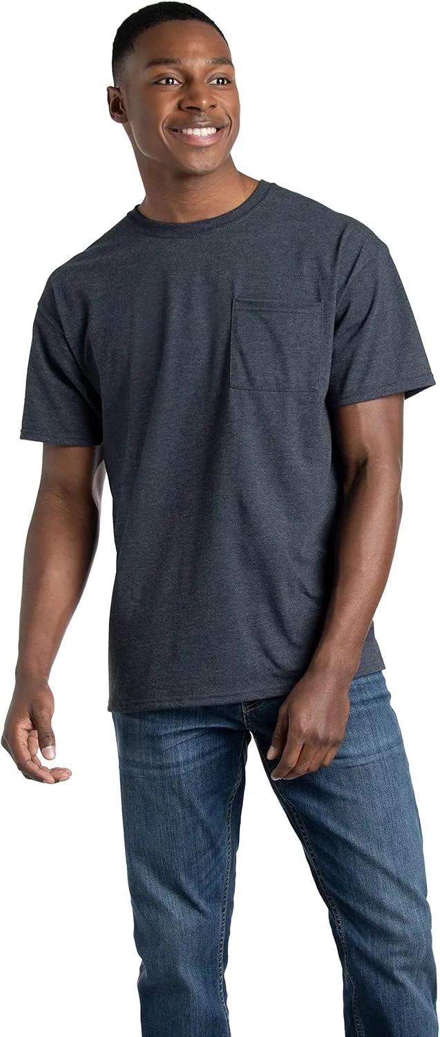 Fruit of the Loom Men's Eversoft Cotton Short Sleeve Pocket T-Shirts, Breathable & Tag Free