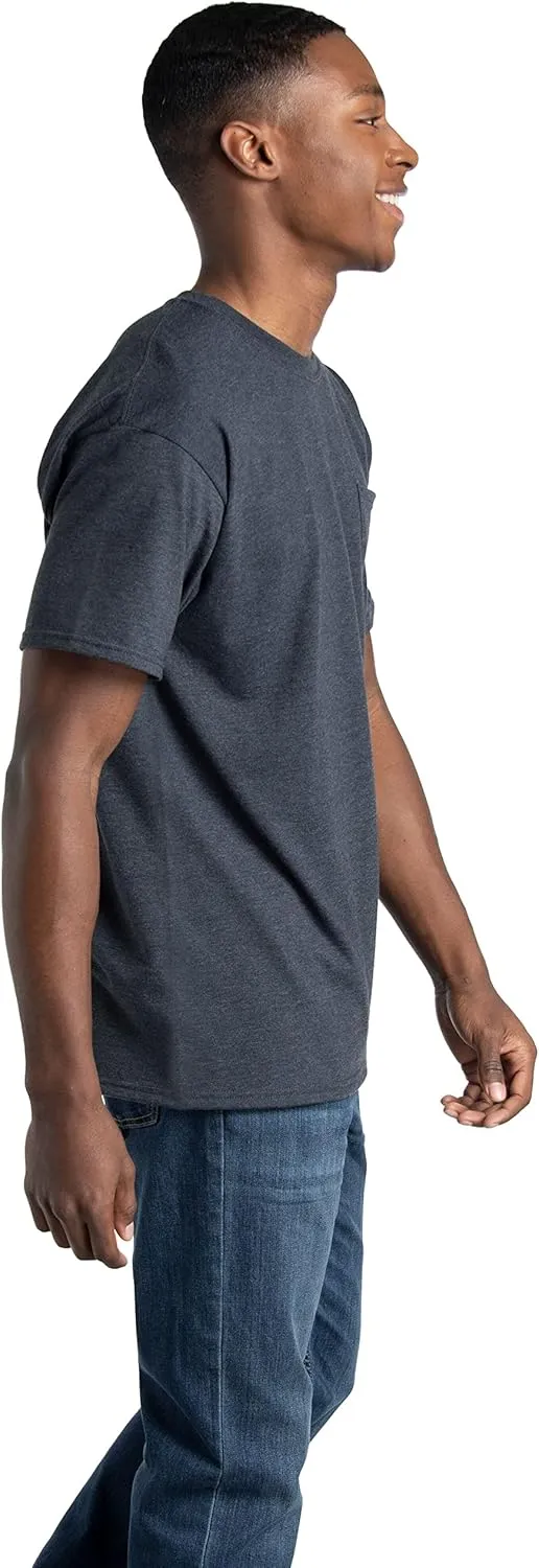 Fruit of the Loom Men's Eversoft Cotton Short Sleeve Pocket T-Shirts, Breathable & Tag Free