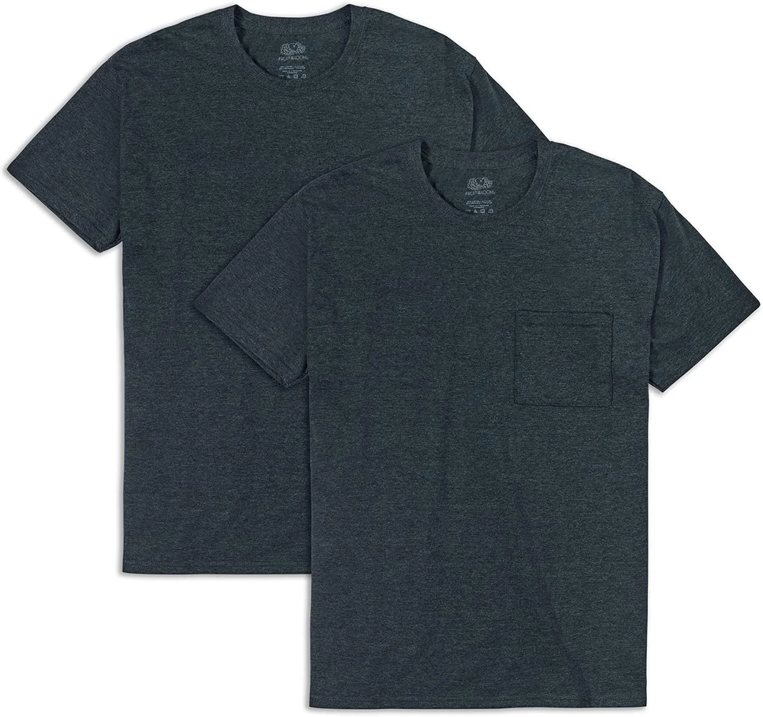 Fruit of the Loom Men's Eversoft Cotton Short Sleeve Pocket T-Shirts, Breathable & Tag Free