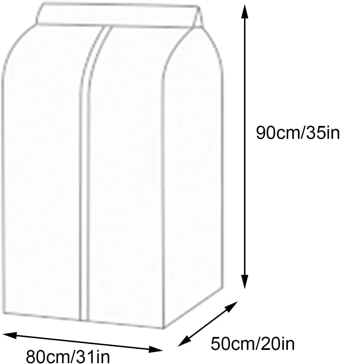 Garment Bag, Clothes Cover, Translucent Material with Smooth Zipper, Suitable for Shirts, Jackets, Dresses(80x50x90cm x20x35in)