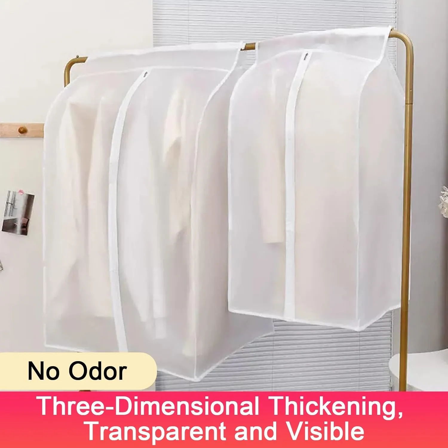Garment Bag, Clothes Cover, Translucent Material with Smooth Zipper, Suitable for Shirts, Jackets, Dresses(80x50x90cm x20x35in)