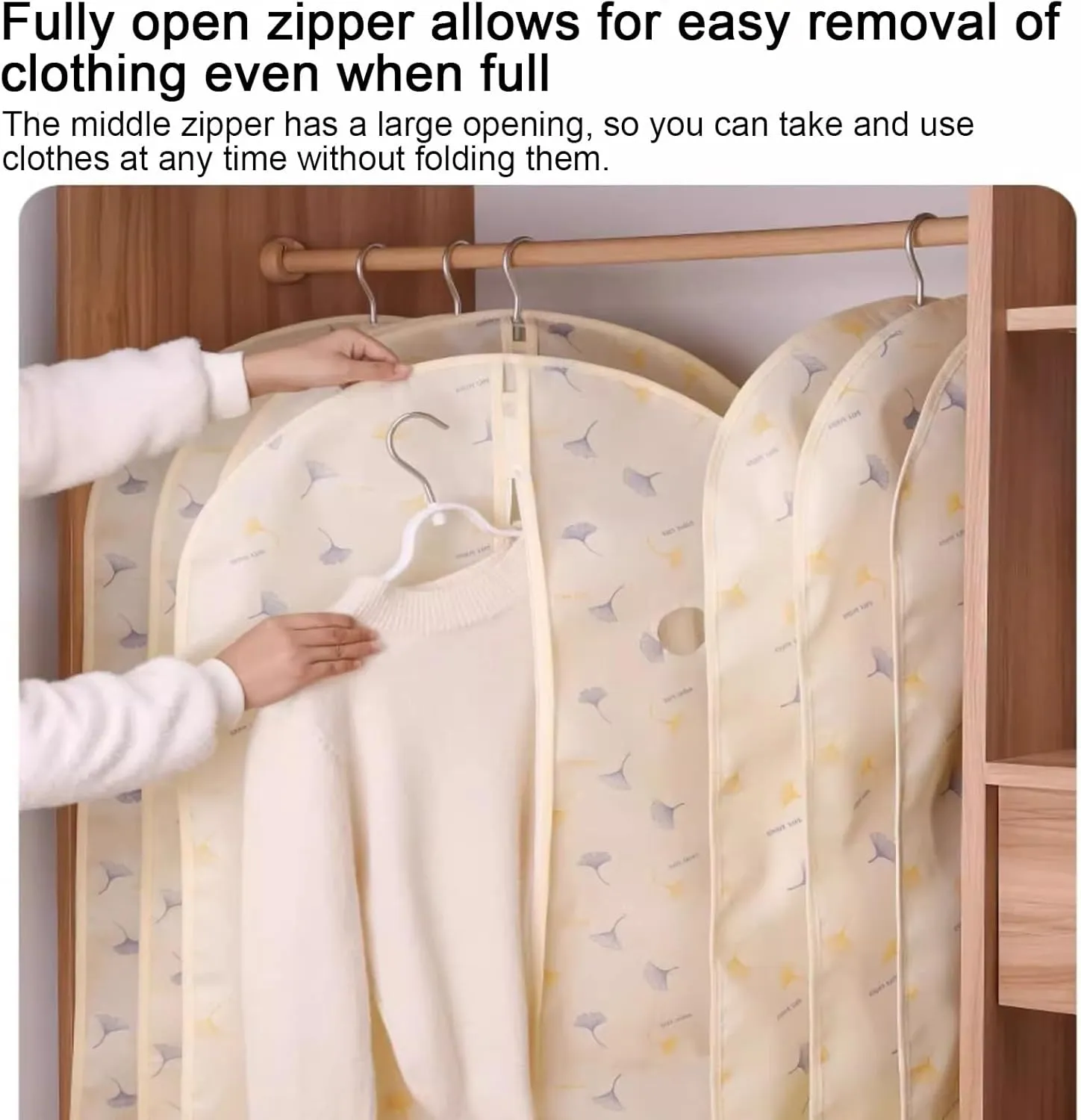 Garment Bags, Clothes Cover with Smooth Zipper Design, Translucent Material, Suitable for Shirts, Suits, Jackets(Gray,60x135cm x53in)