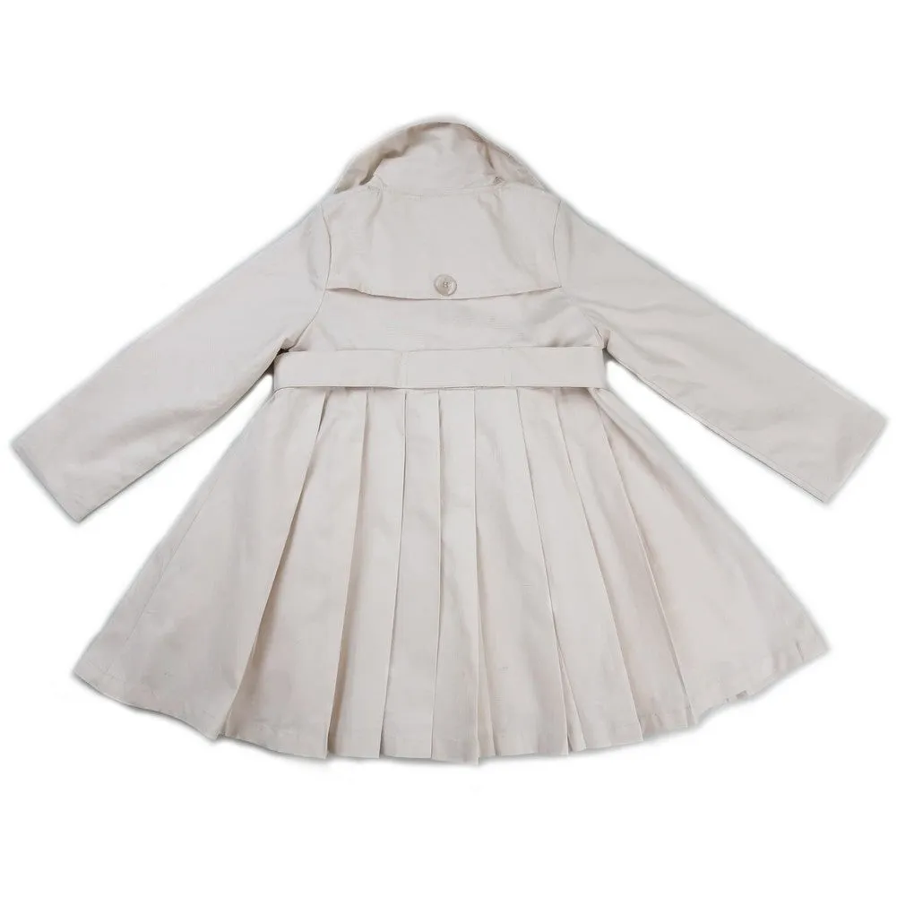 Girls Ivory Crease Wind-Resistant Belted Coat S (9-24M)-XL (6-8)