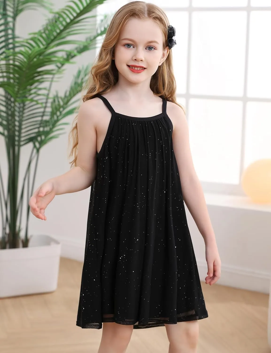 Girl's Summer Dress Casual Spaghetti Strap Rainbow Sundress Size 3-10 Year