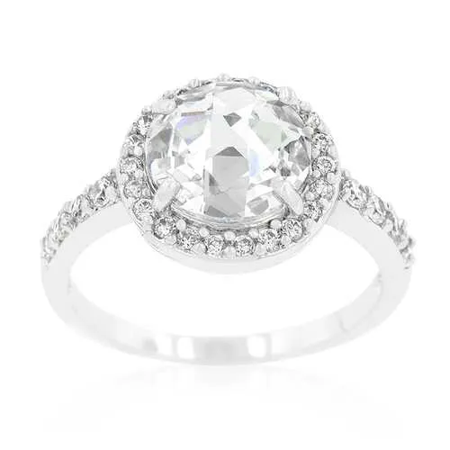 Halo Style Faceted Engagement Ring