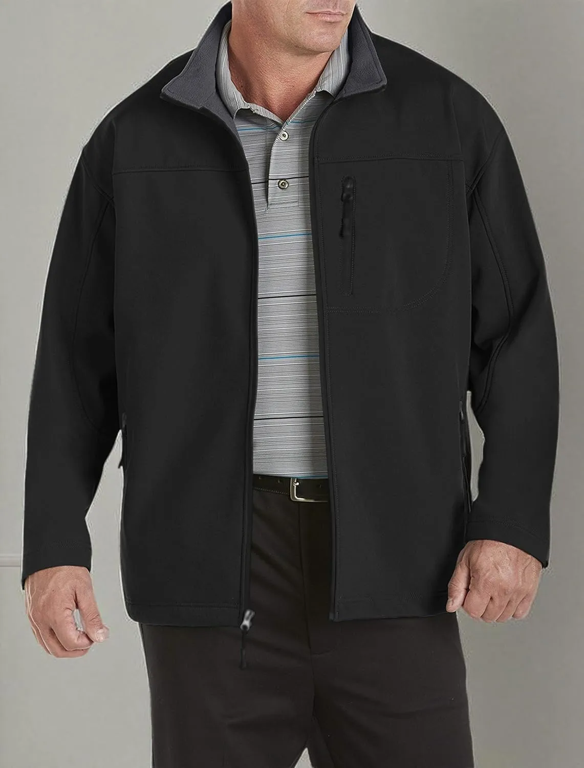 Harbor Bay by DXL Men's Big and Tall Bonded Fleece Jacket | Fleece Lined Interior and Smooth Full-Zip Outer Shell