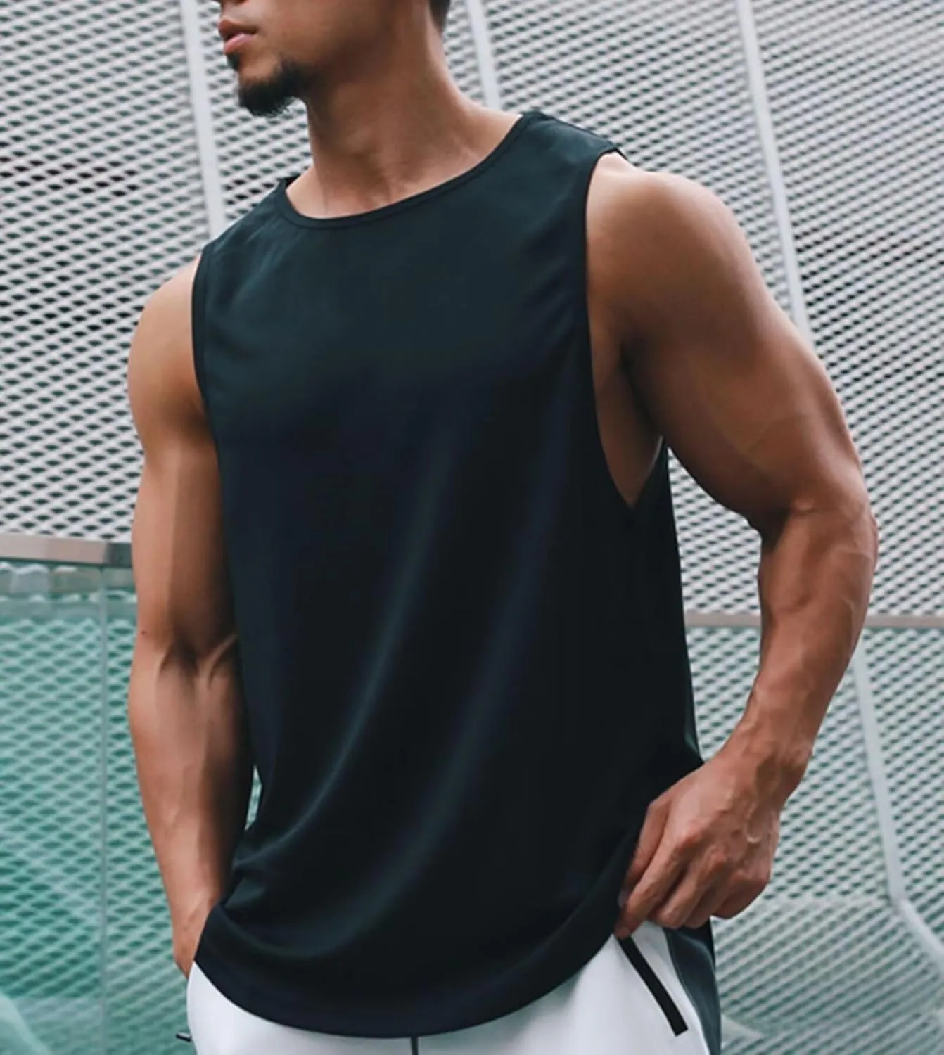 HNVAVQ 3 Pack Men's Running Tank Tops Breathable Workout Sleeveless Gym Fitness Vest Quick Dry Training T-Shirts