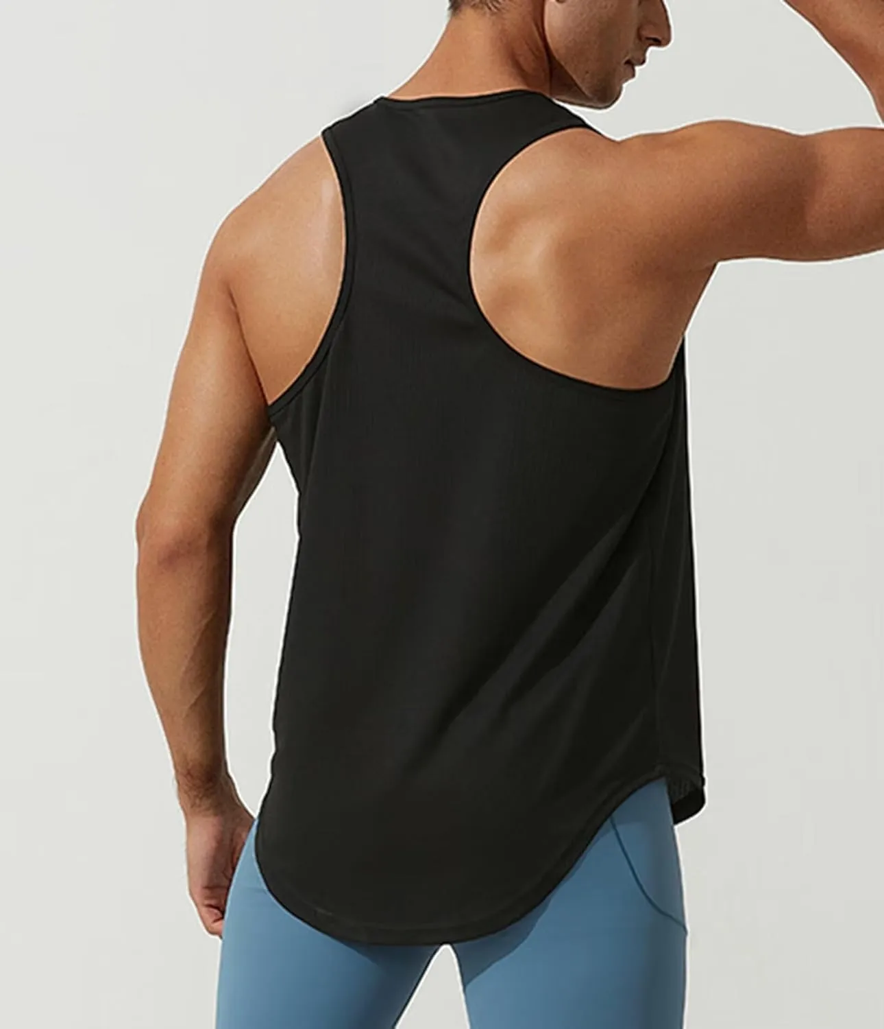 HNVAVQ 3 Pack Men's Running Tank Tops Breathable Workout Sleeveless Gym Fitness Vest Quick Dry Training T-Shirts